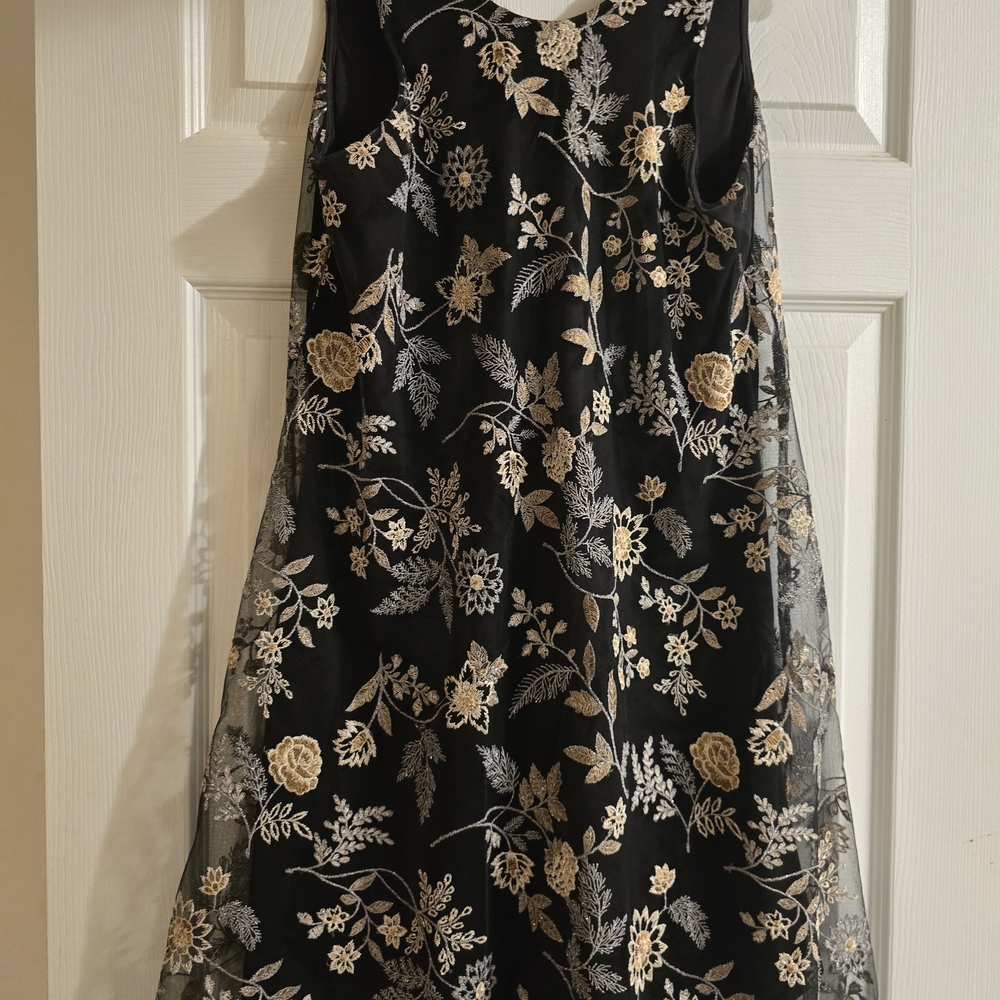 Calvin Klein Black Dress with Floral Accents